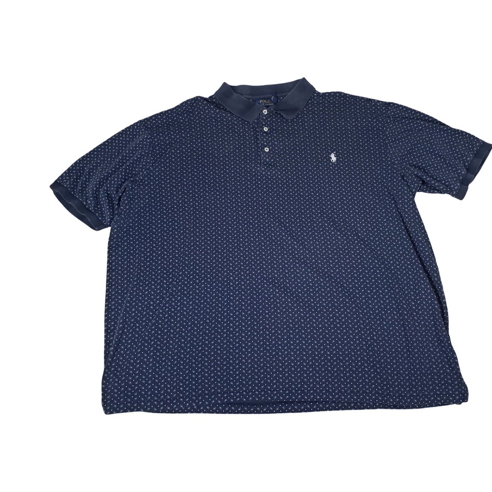 Polo Ralph Lauren Mens 3XLT Navy Dot Short Sleeve Polo Shirt Blue
